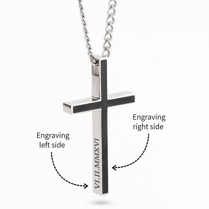 Custom Black Enamel Cross Necklace information