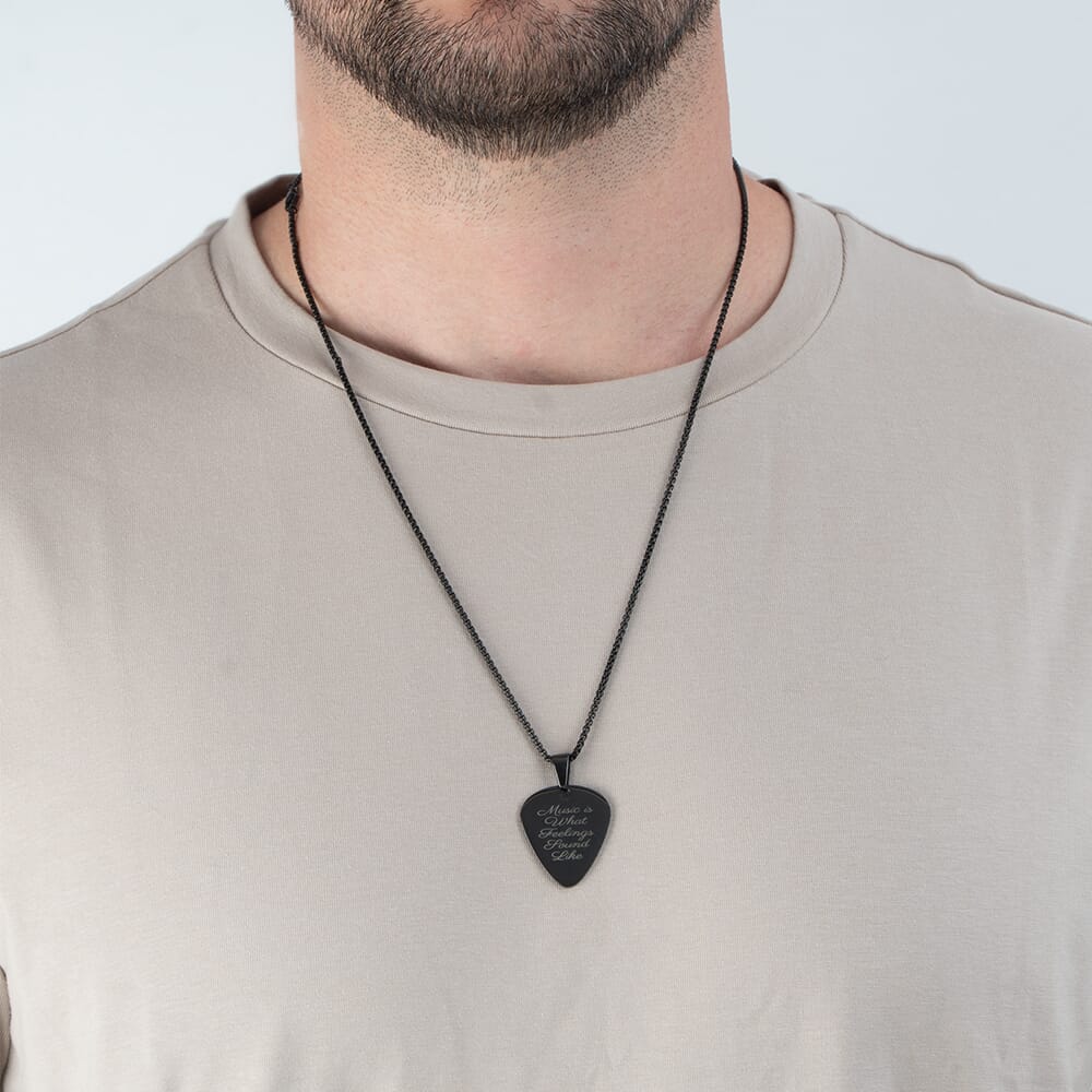 Black Custom Guitar Pick Necklace
