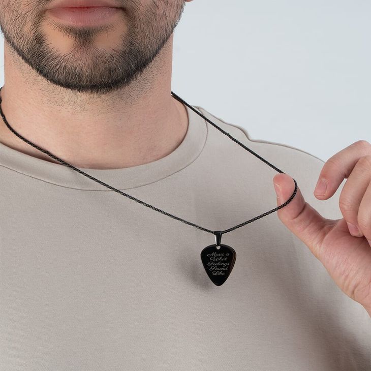 Black Custom Guitar Pick Necklace model