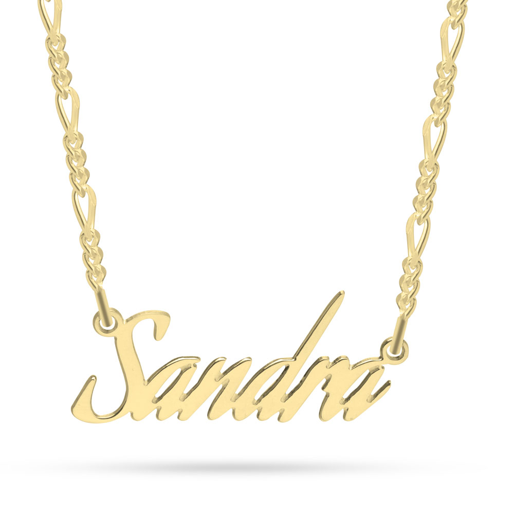 Cursive Name Necklace - Figaro Chain