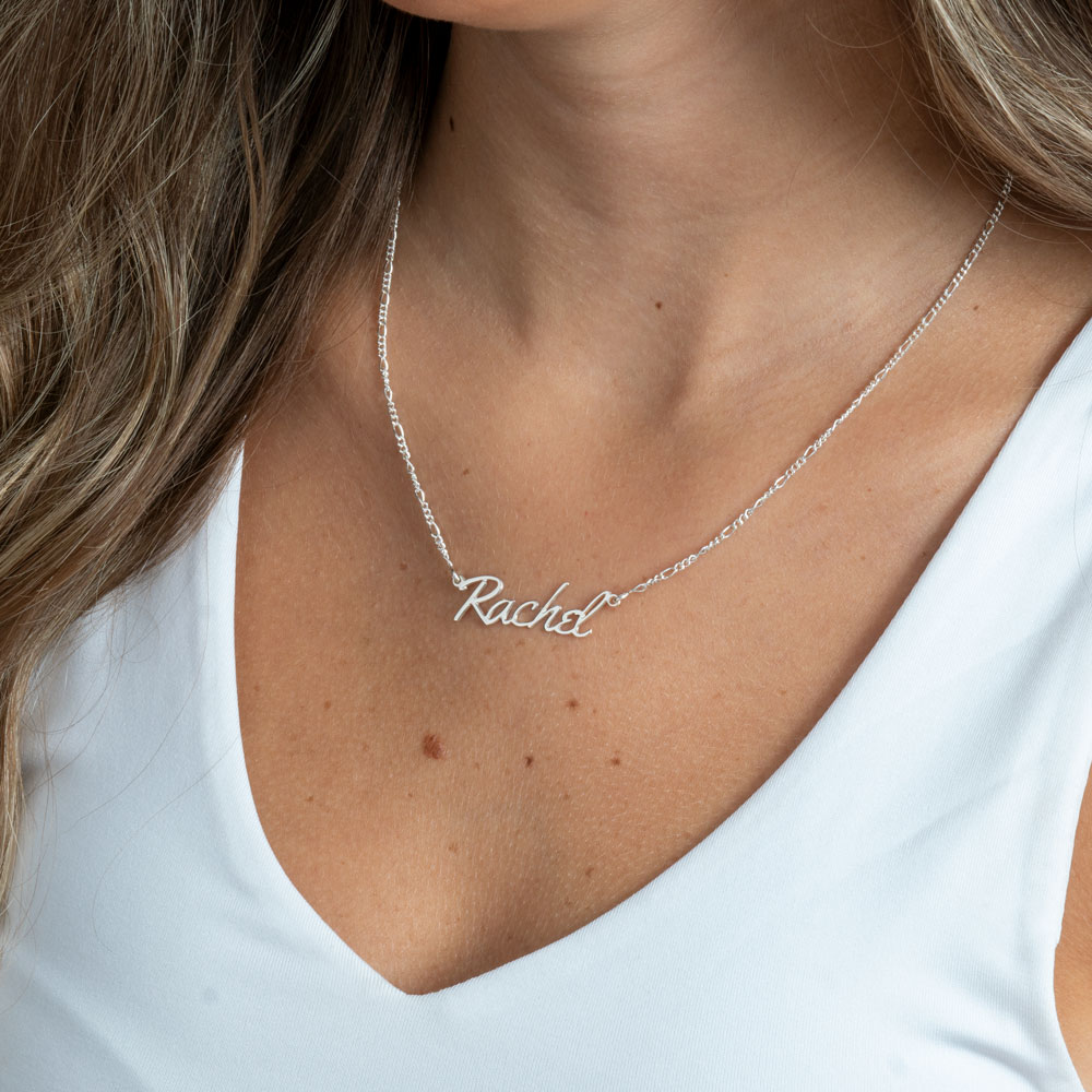 Figaro Chain Name Necklace - Tokyo on a model