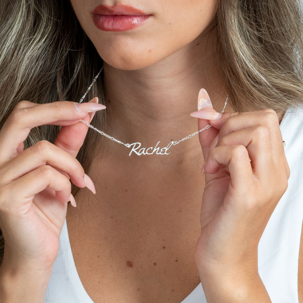 Figaro Chain Name Necklace - Tokyo on a model - 2