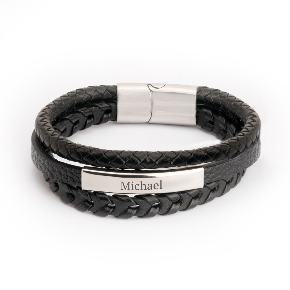 Triple Layer Engraved Men's Bracelet