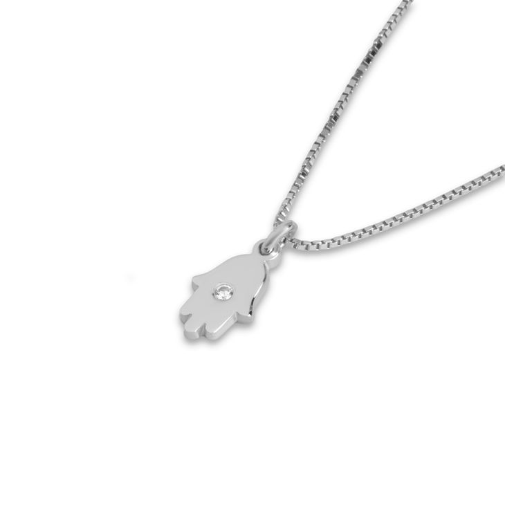 Dainty Diamond Hamsa Necklace - Picture 2