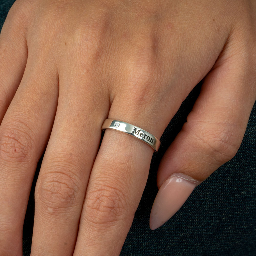 Custom Diamond Promise Ring on a model