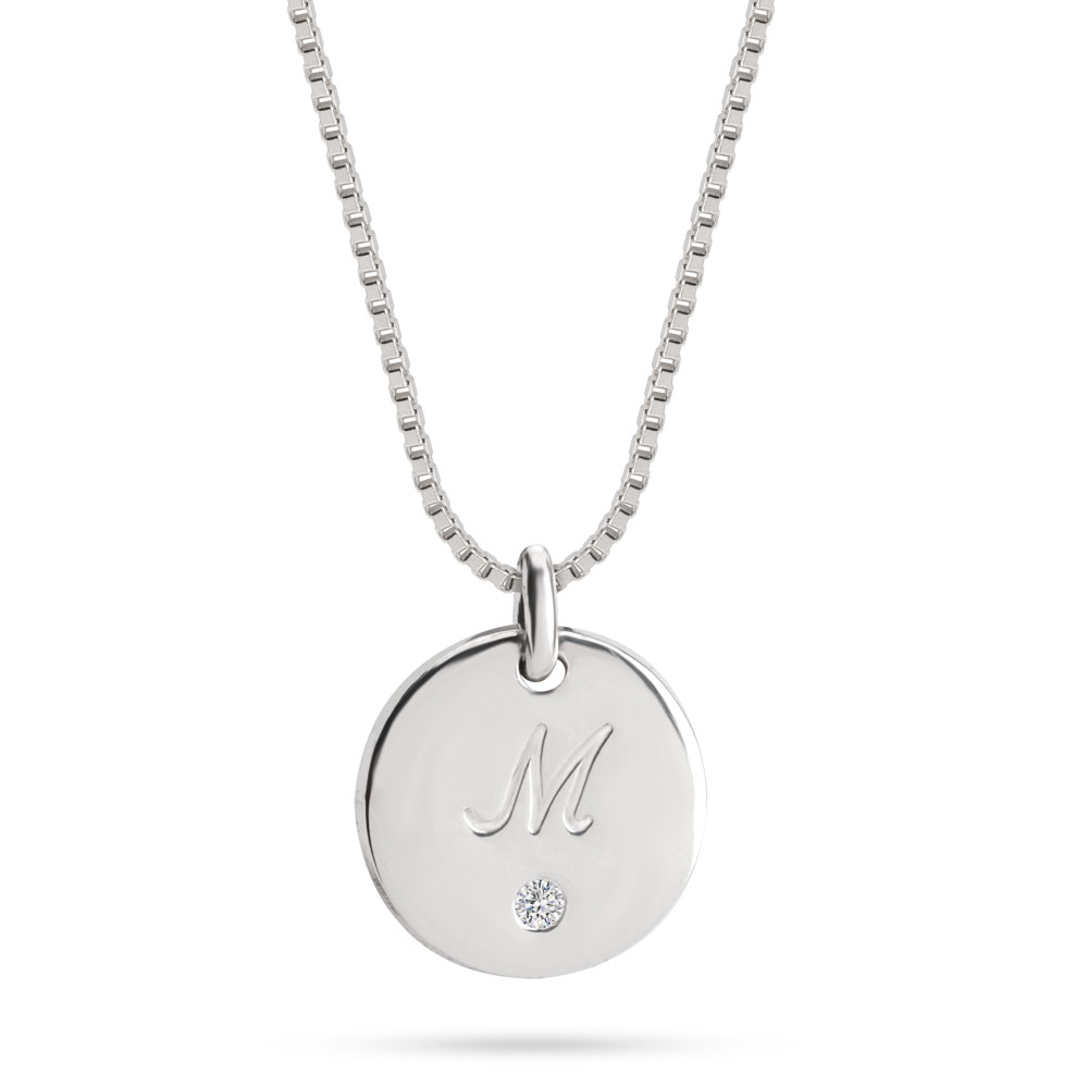 Dainty Initial Diamond Disc Necklace