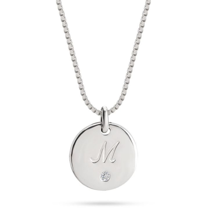Dainty Initial Diamond Disc Necklace