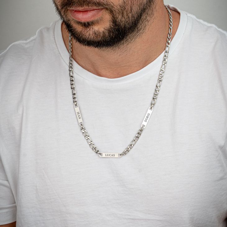 Multiple Name Necklace For Men - Figaro Chain model