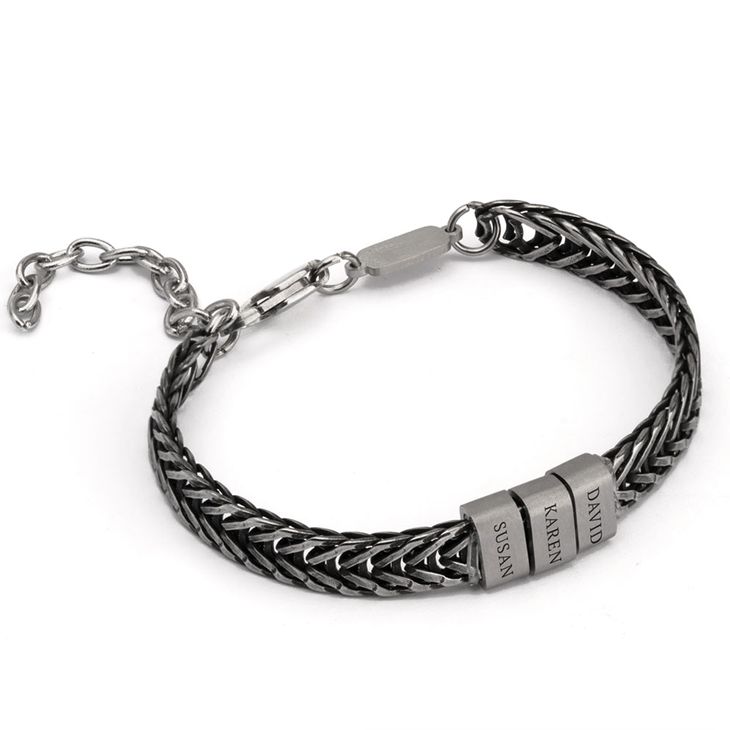 Engraved Dad Bracelet With Kids Names - Dark Metal information