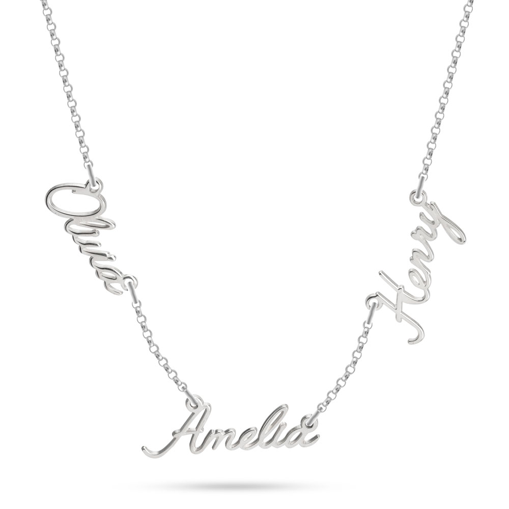 Multi Name Necklace - Cursive Nameplate