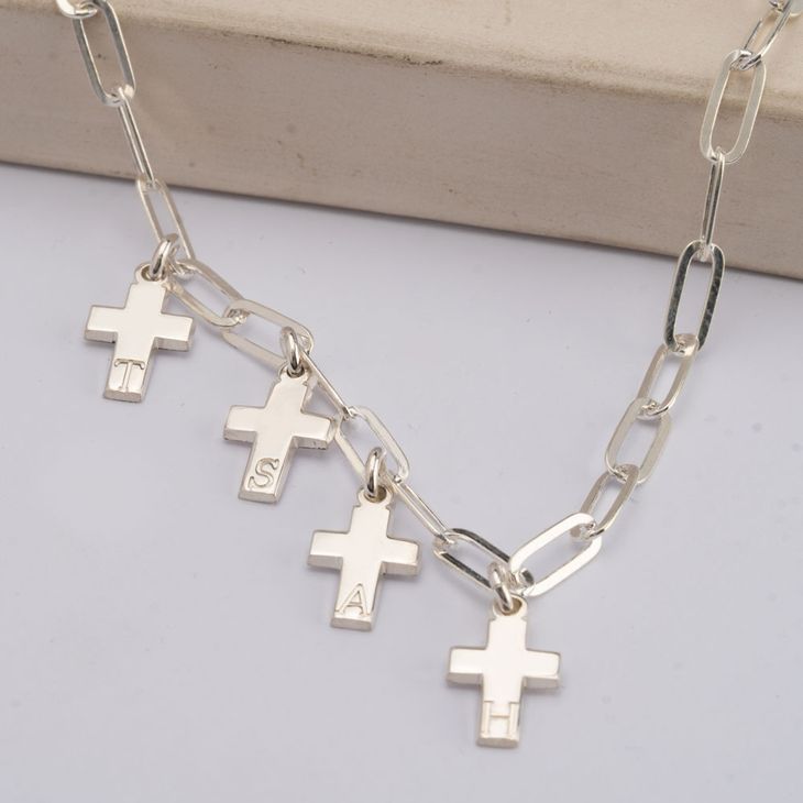 Multiple Cross Initials Necklace information