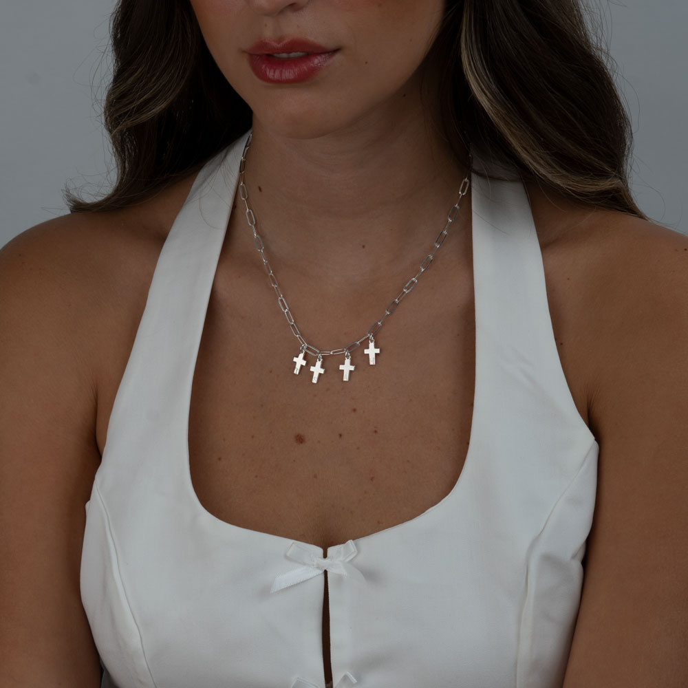 Multiple Cross Initials Necklace