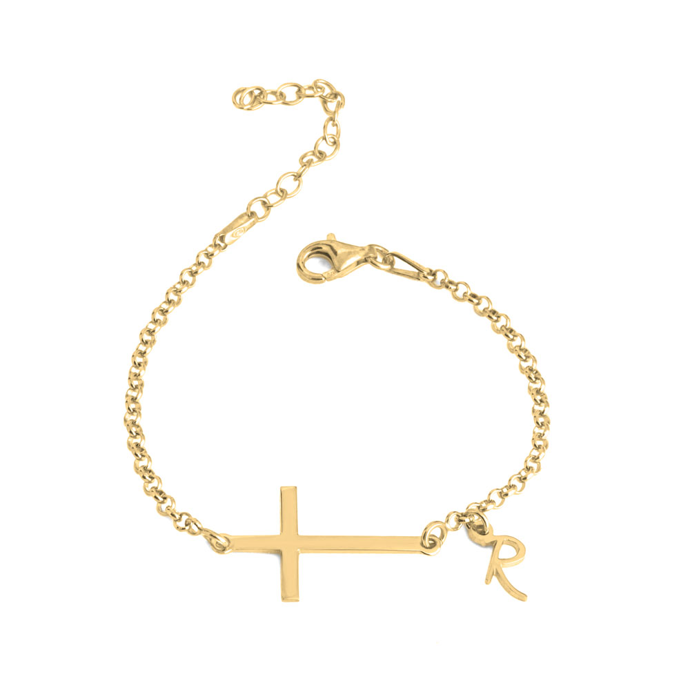 Custom Initial Cross Bracelet