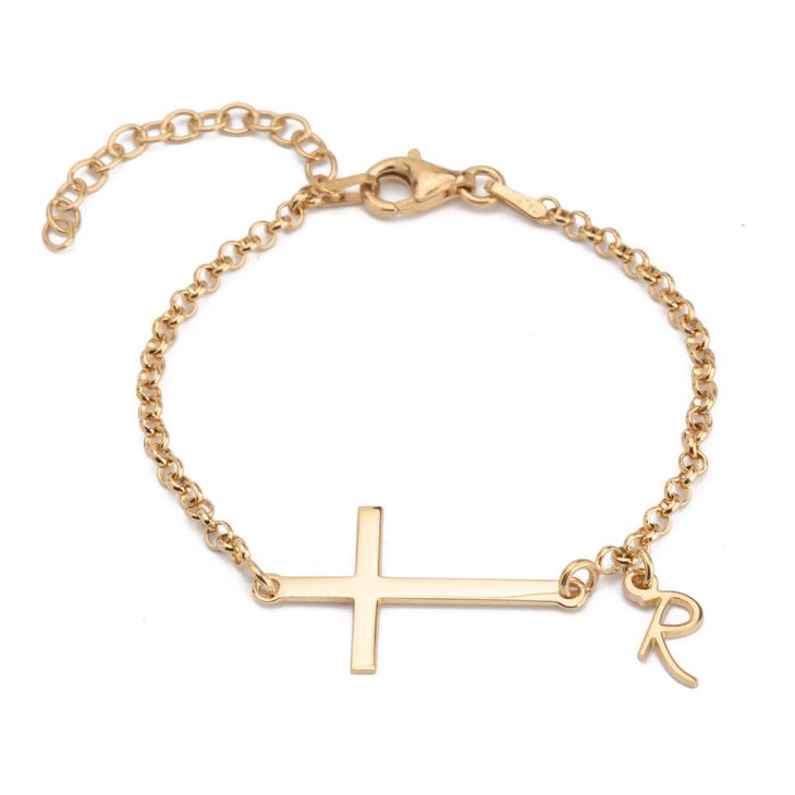 Custom Initial Cross Bracelet information