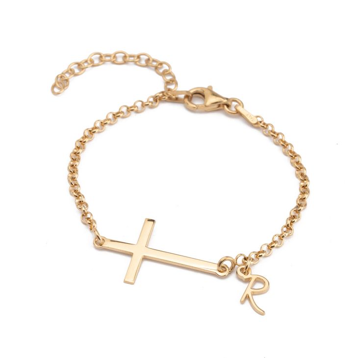 Custom Initial Cross Bracelet information
