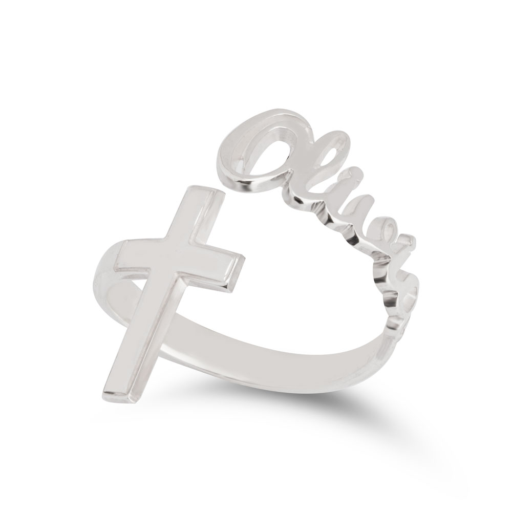 Custom Name Cross Ring