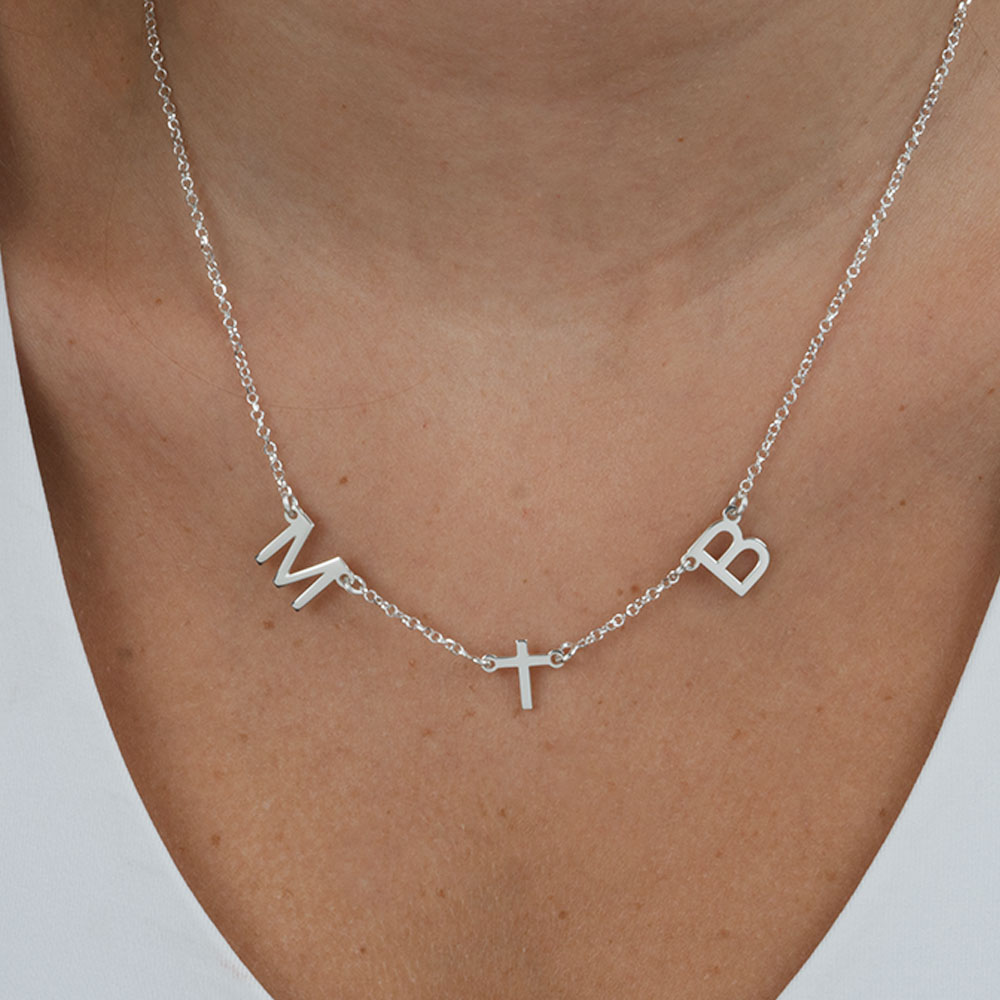 Double Initial and Cross Necklace