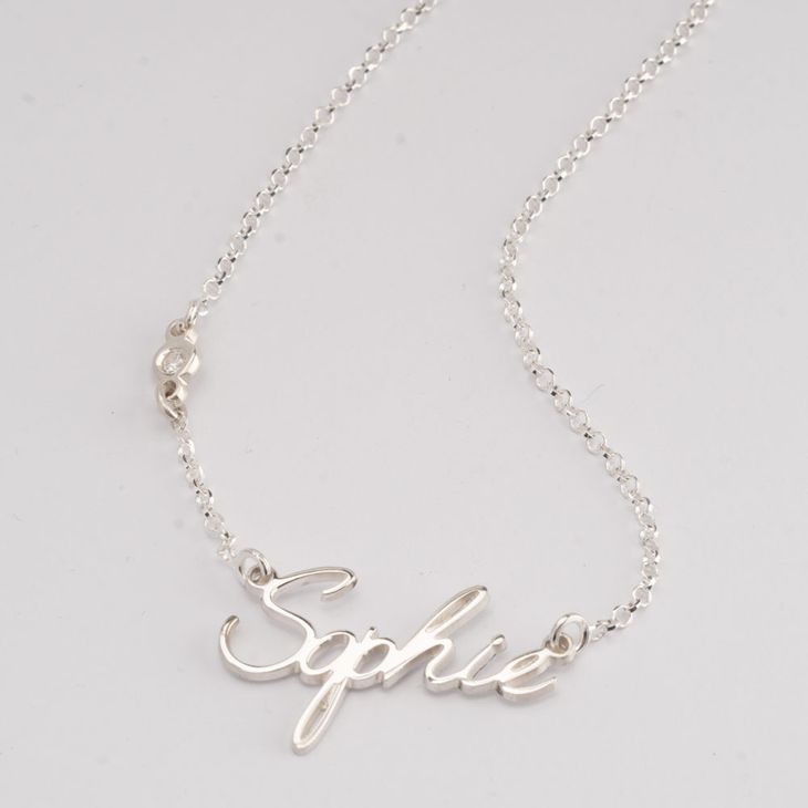 Name Necklace with Diamond on the Chain information