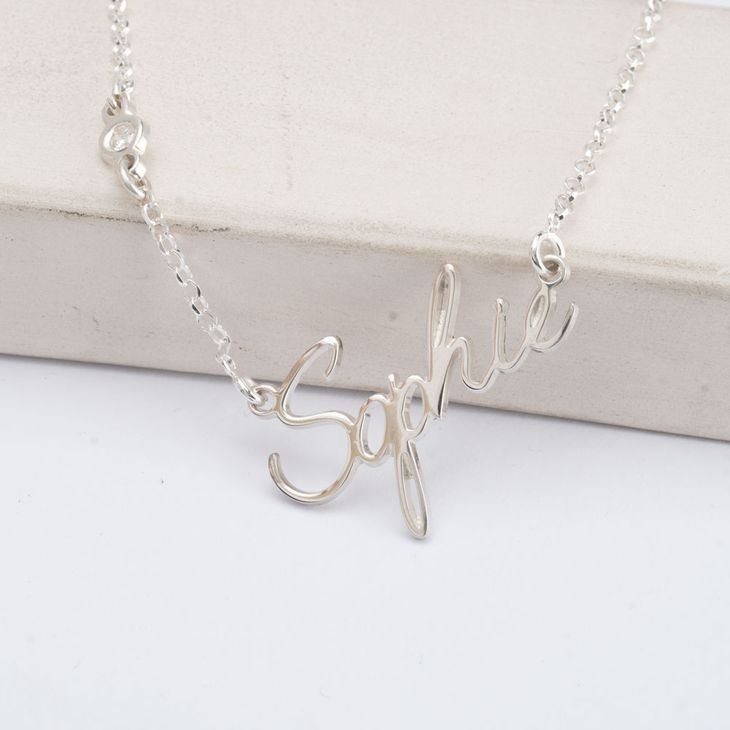 Name Necklace with Diamond on the Chain information