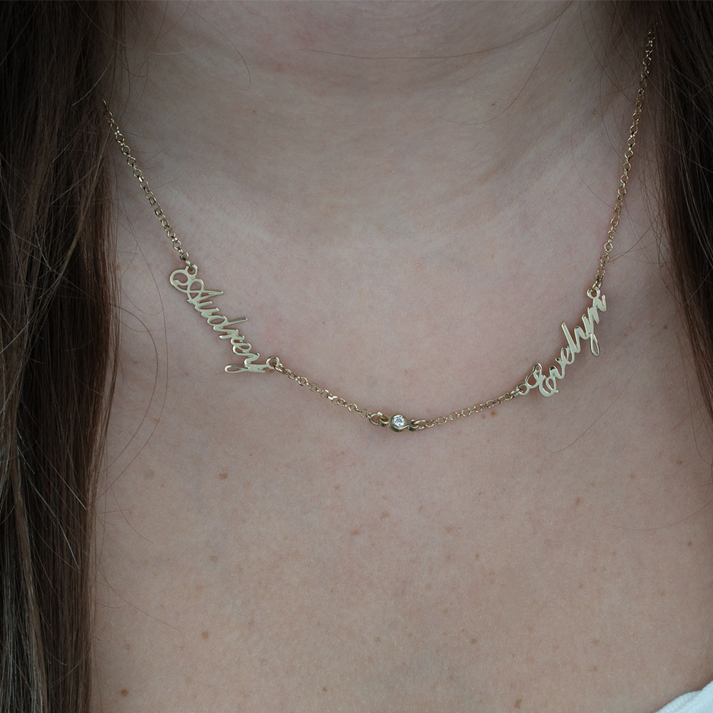 Double Diamond Name Necklace