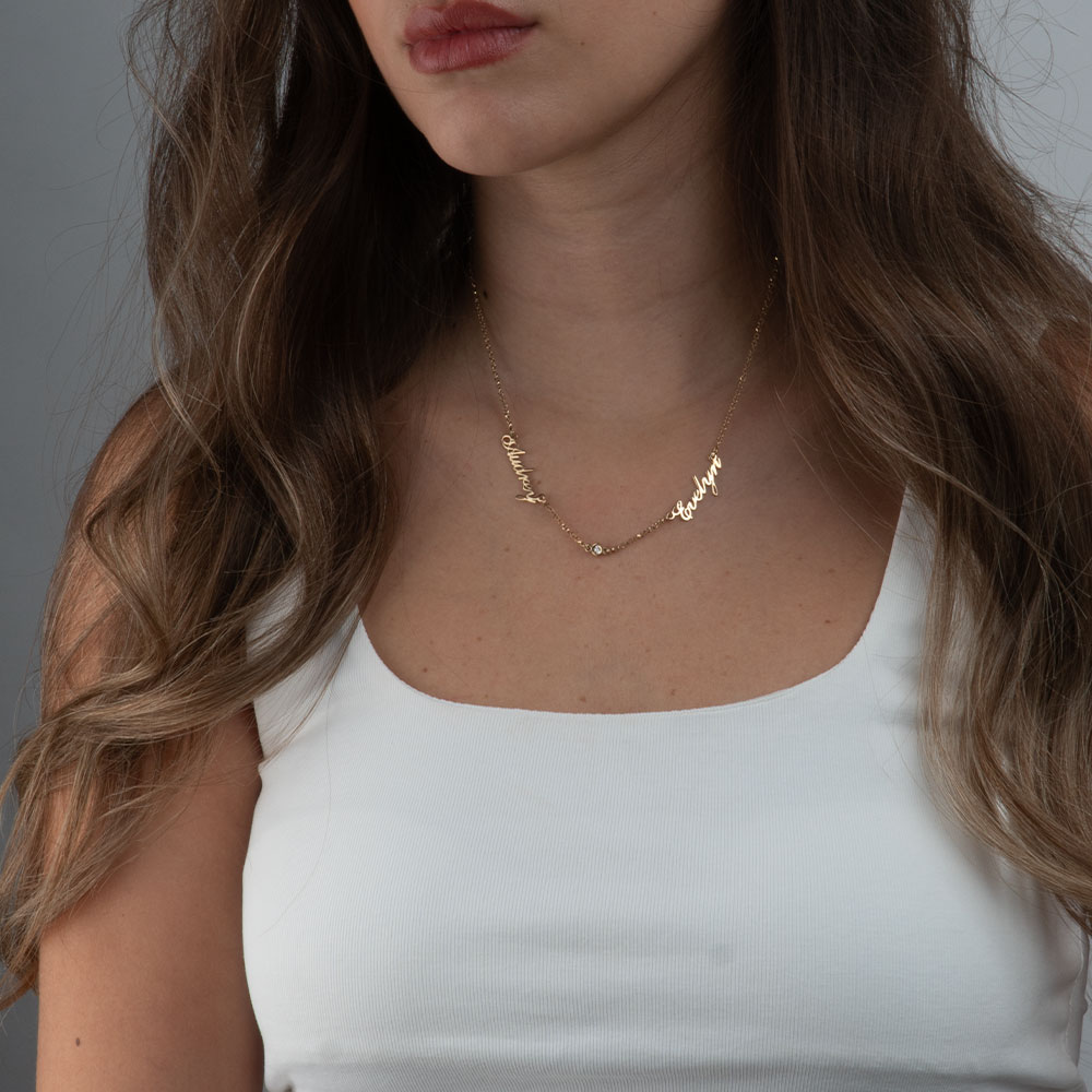 Double Diamond Name Necklace