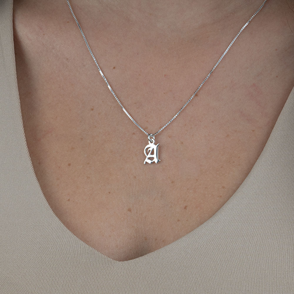 Dainty Gothic Initial Necklace