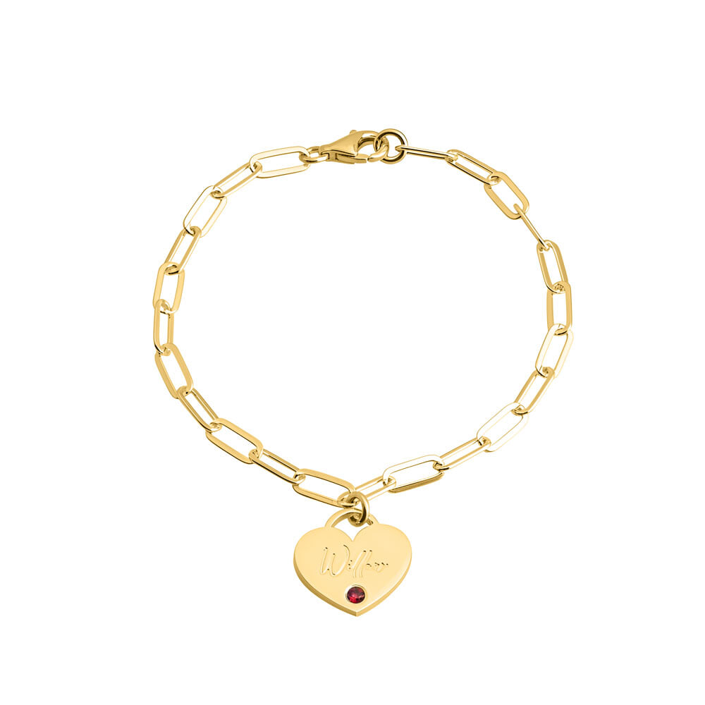 Paperclip Heart Birthstone Bracelet For Mom