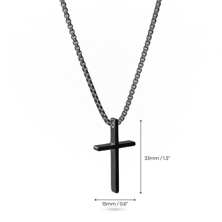 Engraved Black Dainty Cross Necklace information