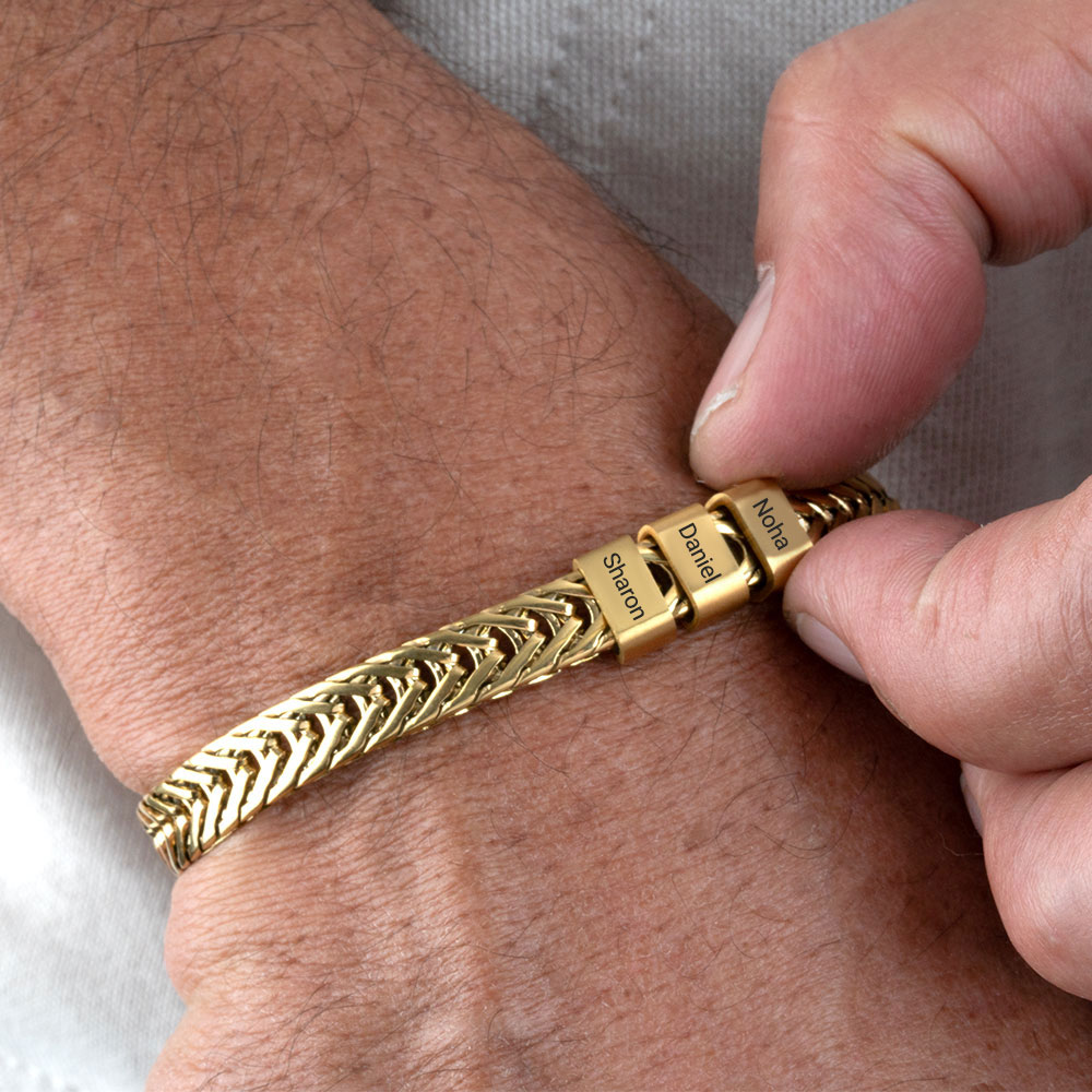Personalised Gold Stainless Steel Dad Bracelet