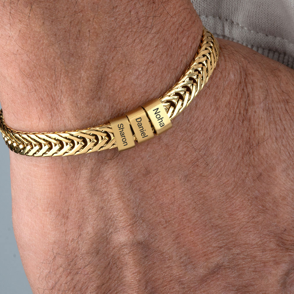 Personalised Gold Stainless Steel Dad Bracelet