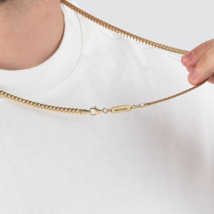 Personalized Cuban Chain Necklace with Engraved Bar