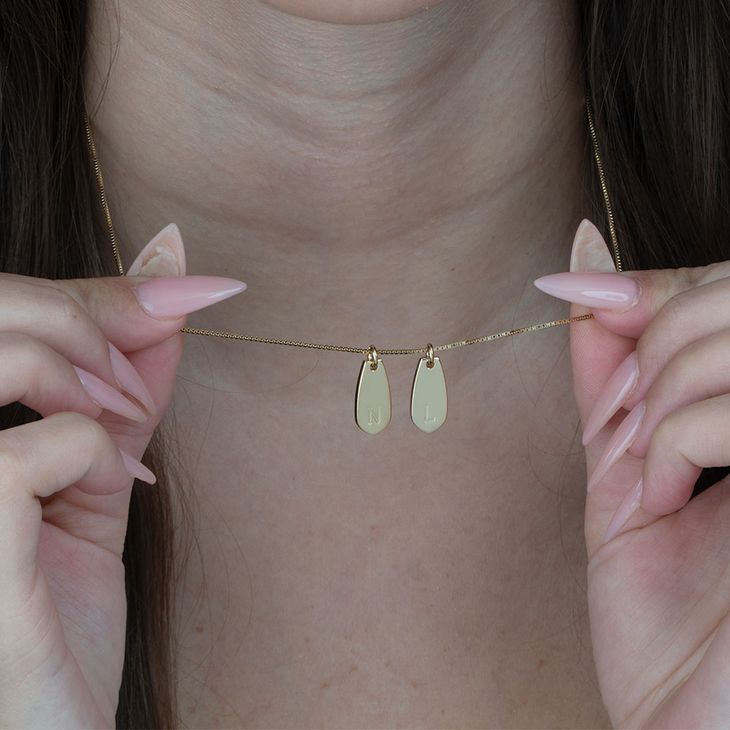 Willow Drops Necklace with Initials model