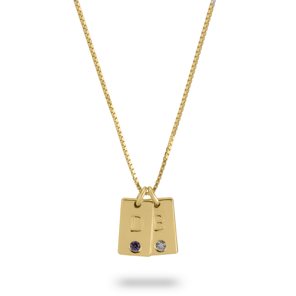 Custom Mother's Birthstone Necklace with Initial Charms