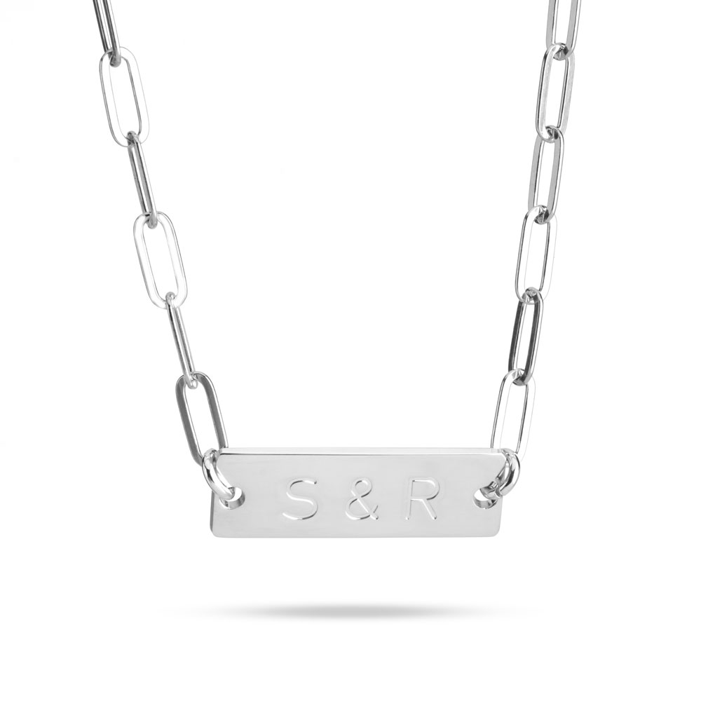 Two Initials Bar Necklace