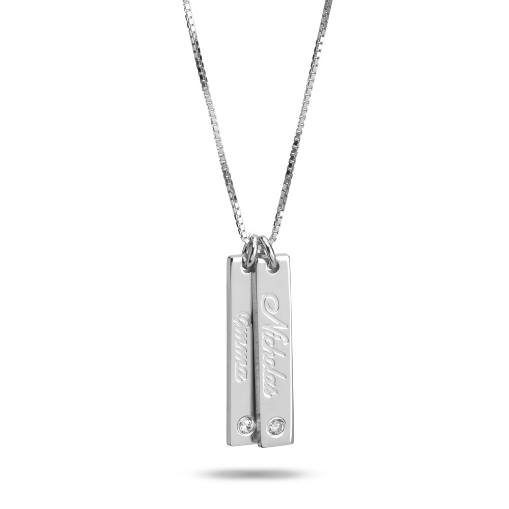 Multi-Bar Necklace with Personalized Names and Birthstones