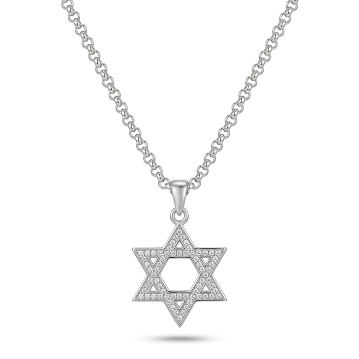 Men’s Silver CZ Star of David Necklace