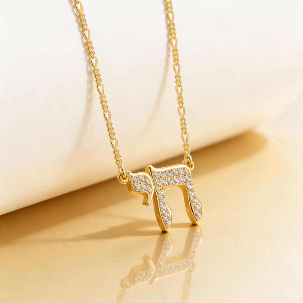 Large Chai Zirconia Pendant Necklace