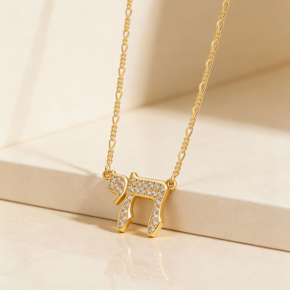 Large Chai Zirconia Pendant Necklace