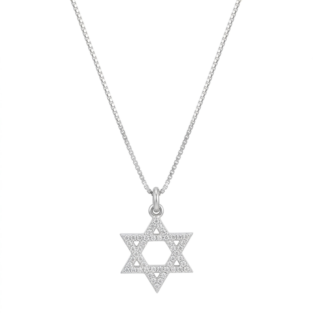 Delicate Zirconia Star of David Necklace - Sterling Silver