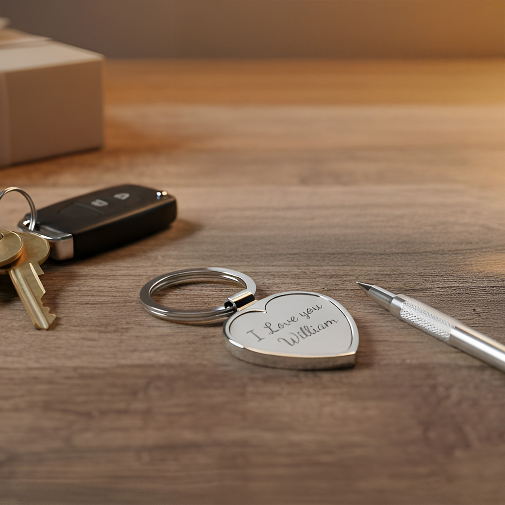 Personalized Heart Keychain on a model - 2