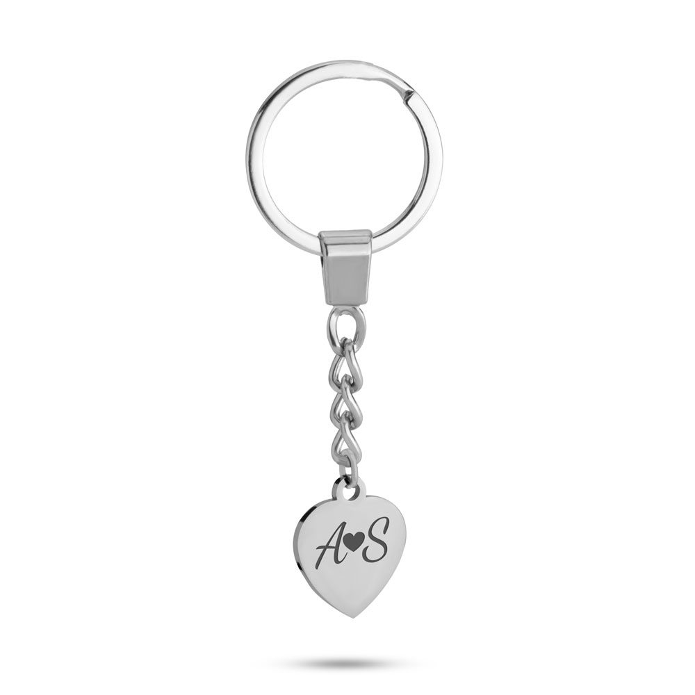 Dainty Engraved Heart Keychain