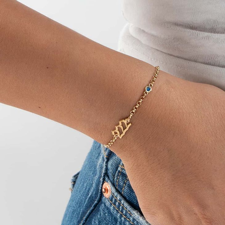Personalized Angel Number Bracelet with Birthstone Charm model