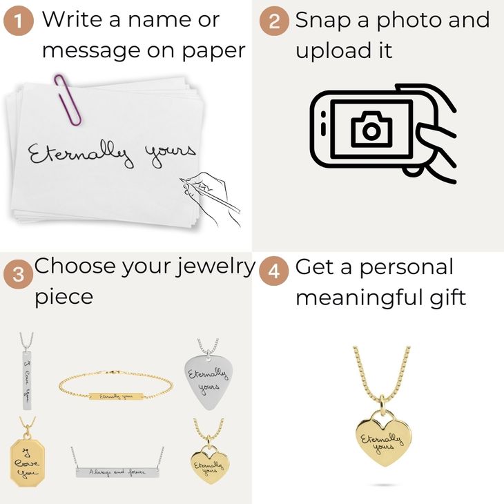 Personalized Handwriting Engraved Heart Necklace information