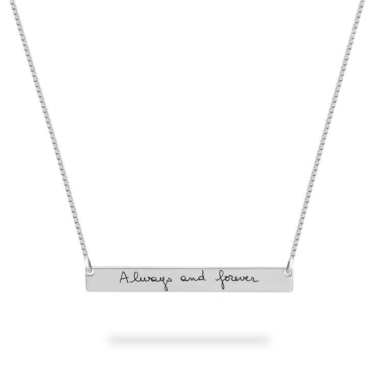 Personalized Bar Necklace with Engraved Handwriting - Picture 2