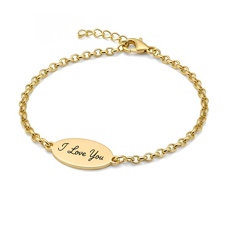 Custom Engraved Oval Bracelet with Handwriting - Picture 2
