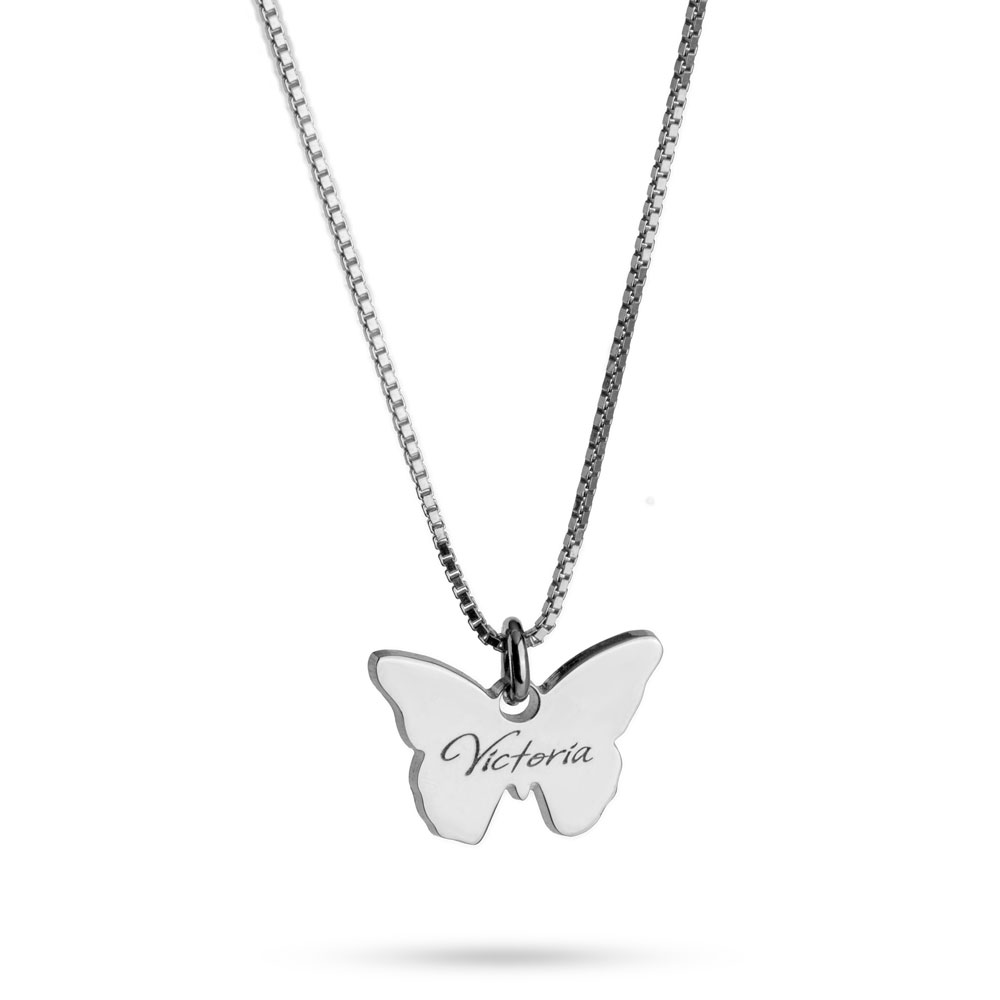 Delicate Engraved Butterfly Necklace 
