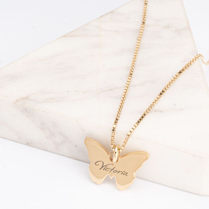 Delicate Engraved Butterfly Necklace 