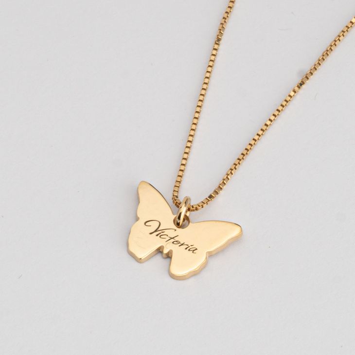 Delicate Engraved Butterfly Necklace model