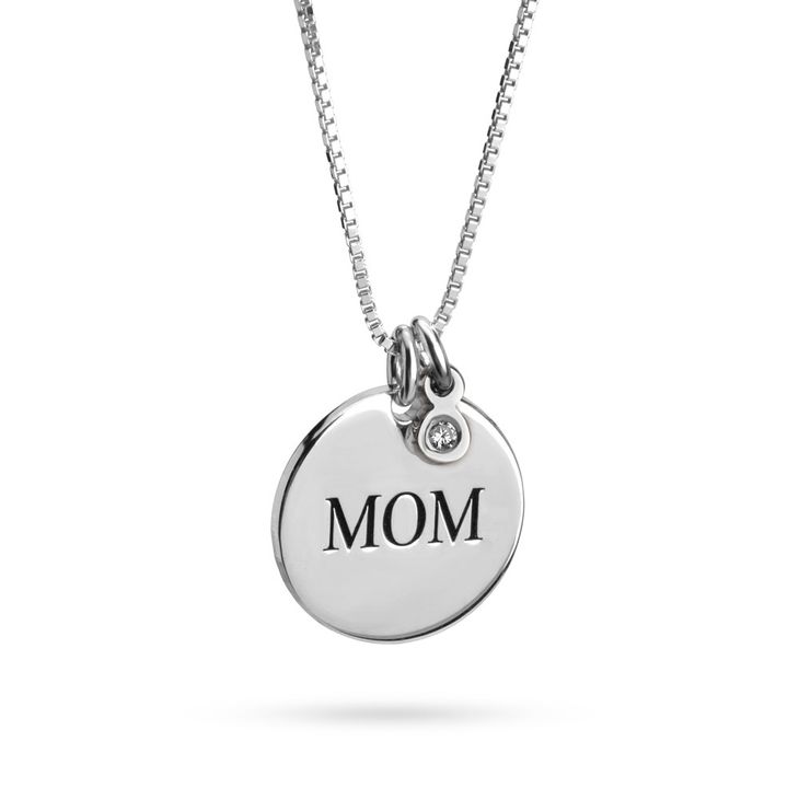 Elegant Mom Disc Necklace with Diamond Accent
