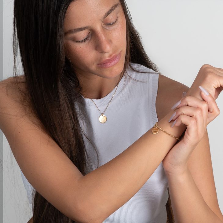 Personalized Engraved Disc Bracelet with Birthstone model